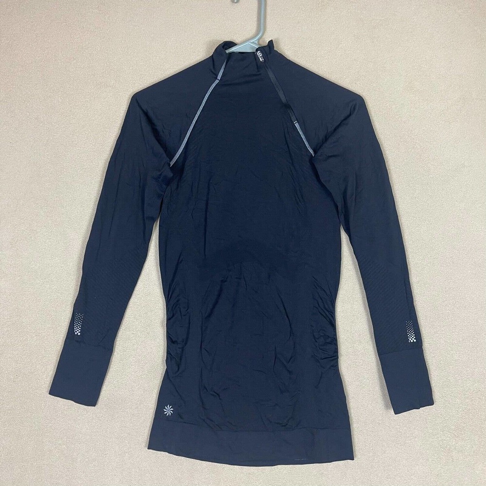 Athleta Top Black Adult Extra Small Finish Fast‎ Asym Half-zip Pullover Womens